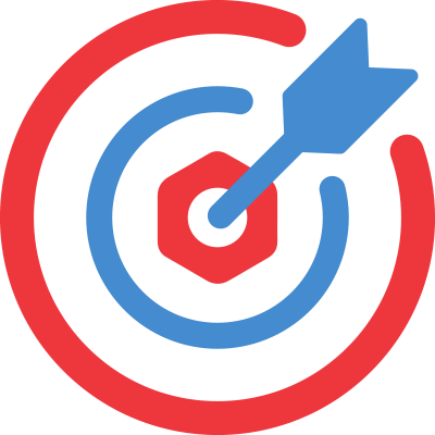 A target with a red and blue design, featuring an arrow precisely aimed at its center.