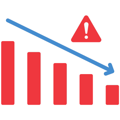 A graph showing an upward trend with a red triangle indicating a significant point.
